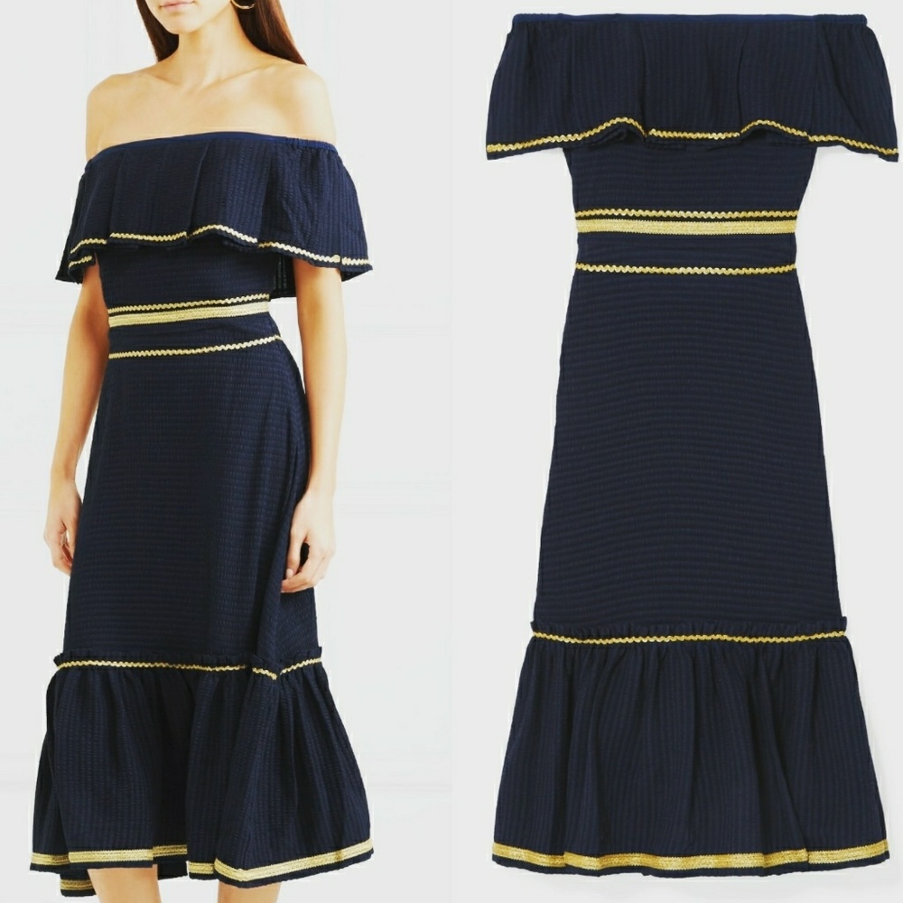 ZEUS + DIONE Luekes OTS Jacquard Midi Dress 36.